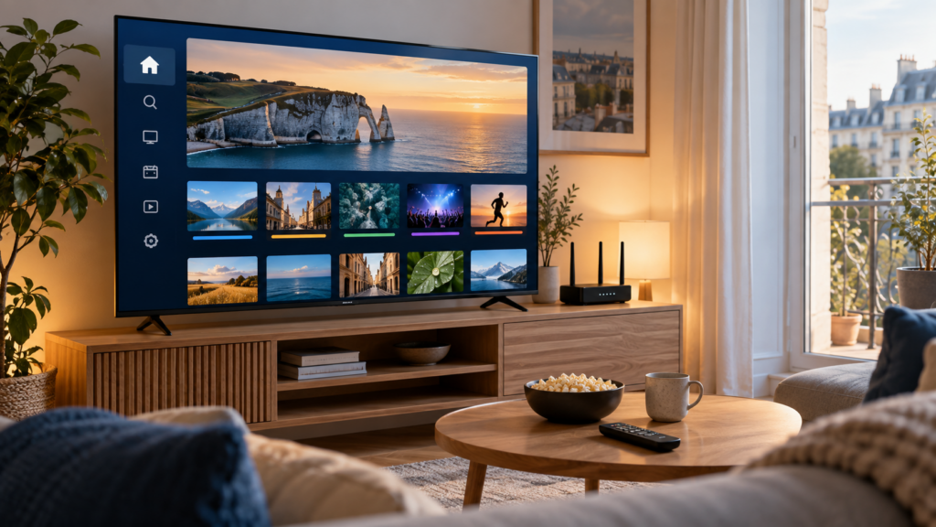 Abonnement IPTV premium affiché sur une Smart TV en France
