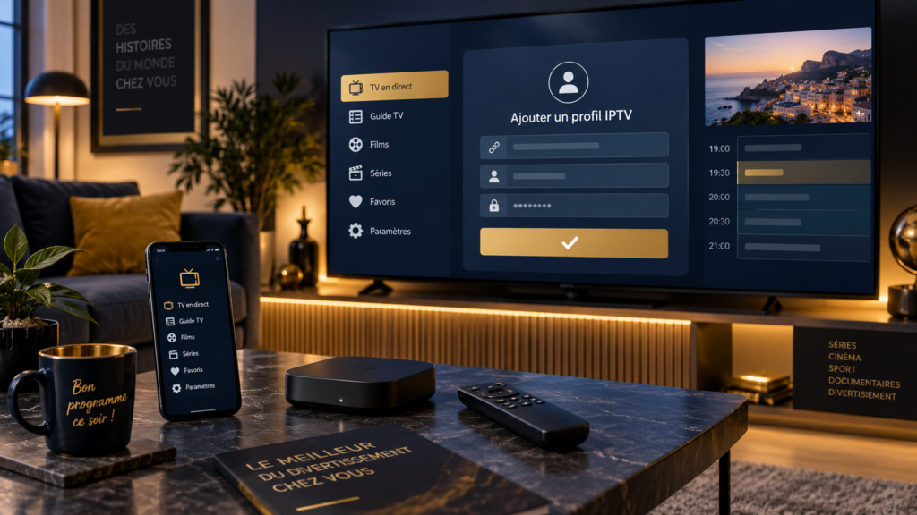 Xtream Player IPTV setup and subscription login on a television
