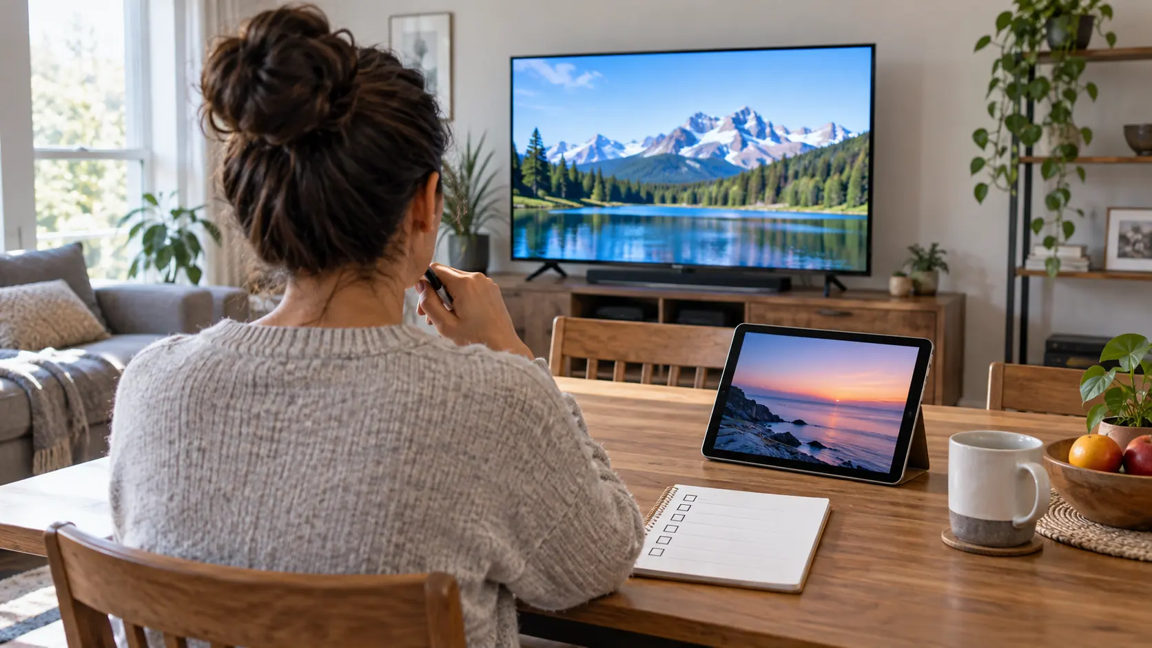 IPTV provider comparison using a TV, tablet, and household viewing checklist