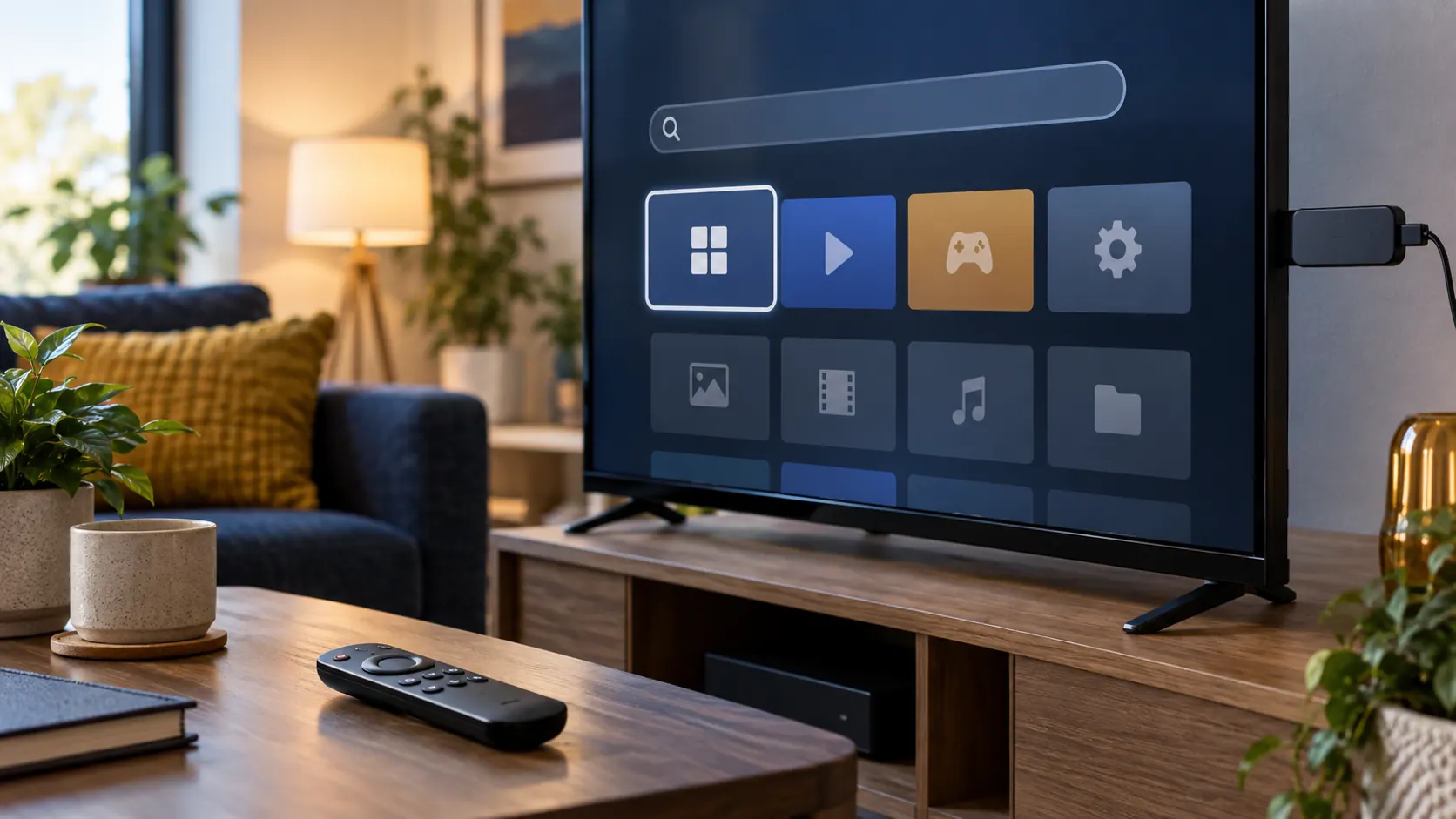 Illustrative TV app search screen for checking IPTV Smarters on Fire TV compatibility